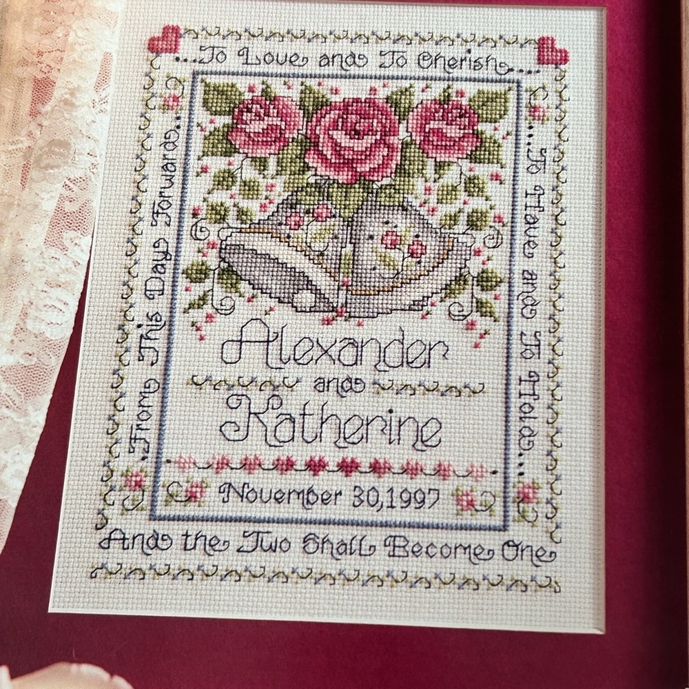 5/$25 cross stitch leisure arts leaflet wedding sample 🥳